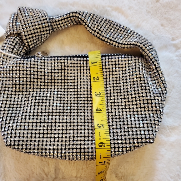 New Madison West Crystal Rhinestone Knotted Handle Handbag - Picture 6 of 14